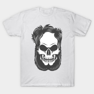 Skull with Hair and Beard T-Shirt